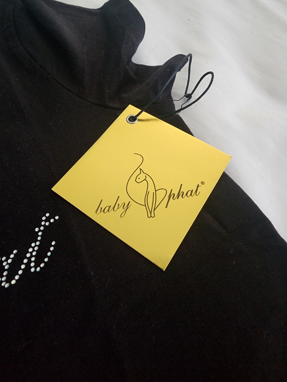 Baby Phat Women's Black Logo Crystal Tee - Picture 8 of 8